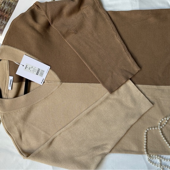 Minimum Ribbed Sweater in Tan and Cream - Picture 11 of 14